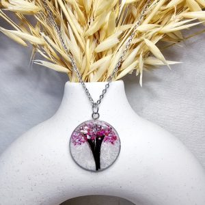 Collier rond en résine lait maternel avec cheveux, bijou souvenir personnalisé