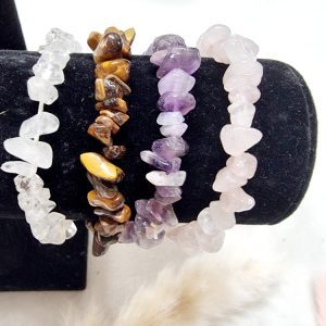 Bracelets en pierres naturelles – quartz rose, œil de tigre et améthyste
