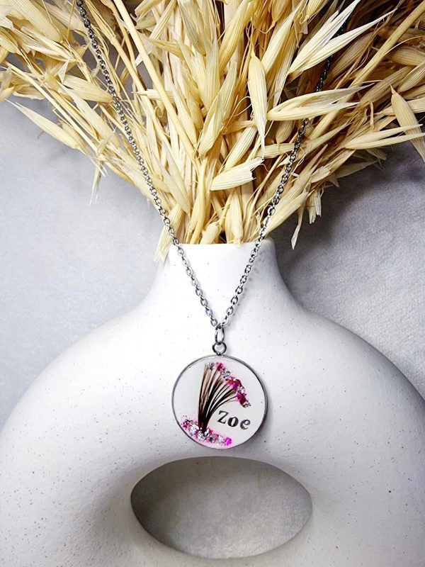 Collier personnalisé avec prénom et mèche de cheveux