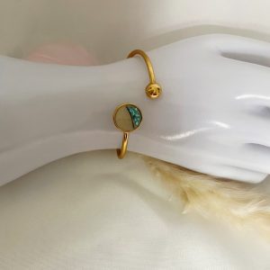 Bracelet en lait maternel et mèche de cheveux doré- bijou souvenir